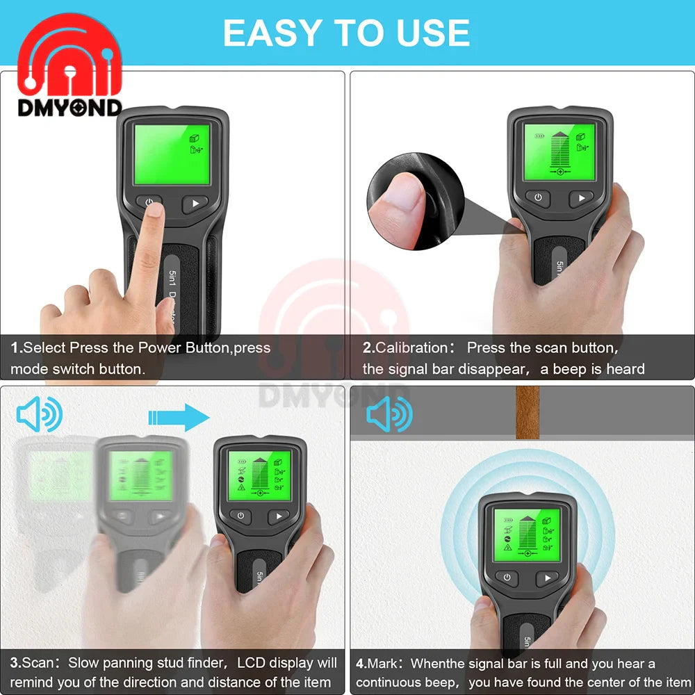 5 In 1 Stud Electronic Wall Detector Finders Multifunctional Handheld Metal Detector