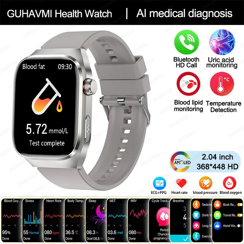ECG Smart Watch BT Call Heart Rate Blood lipids Uric acid Health Monitor