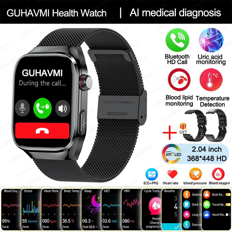 ECG Smart Watch BT Call Heart Rate Blood lipids Uric acid Health Monitor