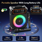 Portable Bluetooth 5.3 Kara Ok Speaker With 2 Microphones