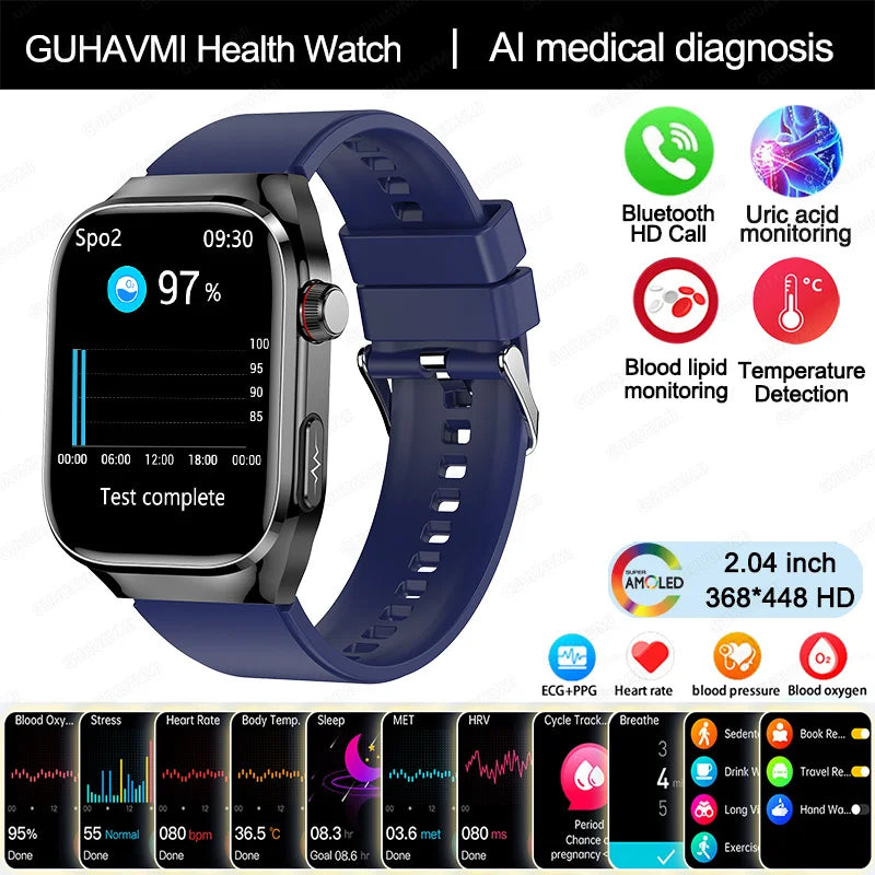 ECG Smart Watch BT Call Heart Rate Blood lipids Uric acid Health Monitor