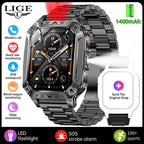 Military Smart Watch 1400mAh Battery Fitness Tracking Waterproof