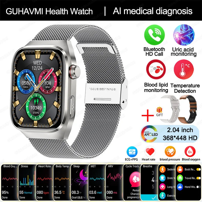 ECG Smart Watch BT Call Heart Rate Blood lipids Uric acid Health Monitor