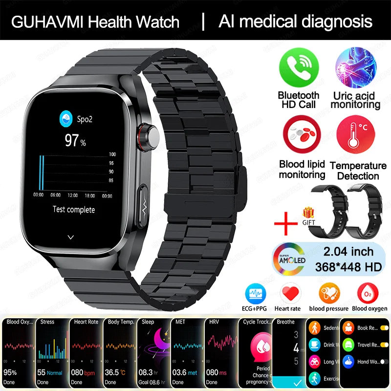 ECG Smart Watch BT Call Heart Rate Blood lipids Uric acid Health Monitor