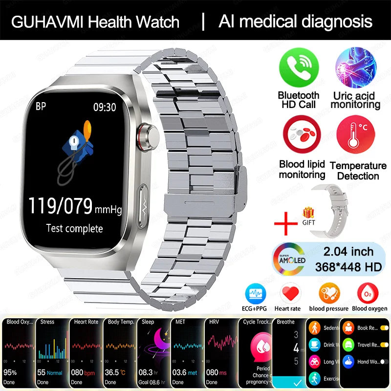 ECG Smart Watch BT Call Heart Rate Blood lipids Uric acid Health Monitor