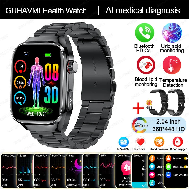 ECG Smart Watch BT Call Heart Rate Blood lipids Uric acid Health Monitor