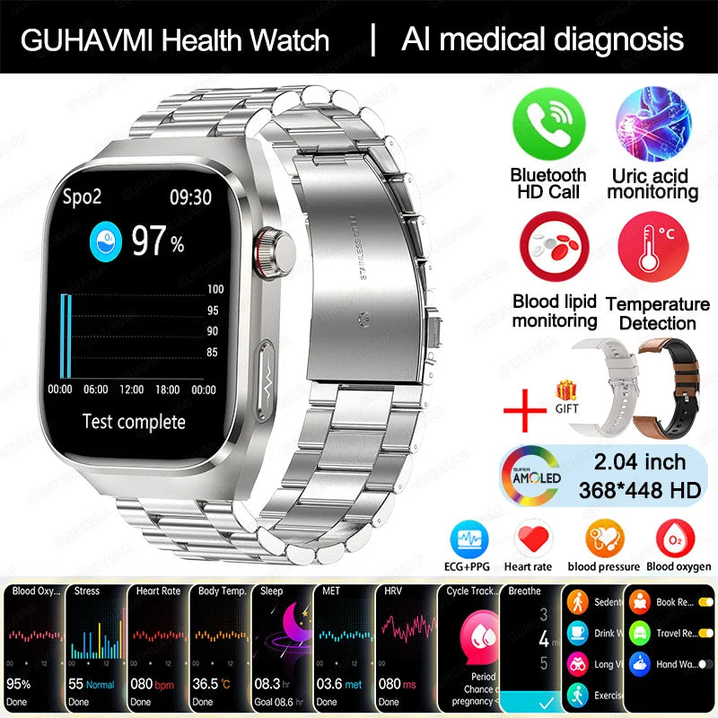 ECG Smart Watch BT Call Heart Rate Blood lipids Uric acid Health Monitor
