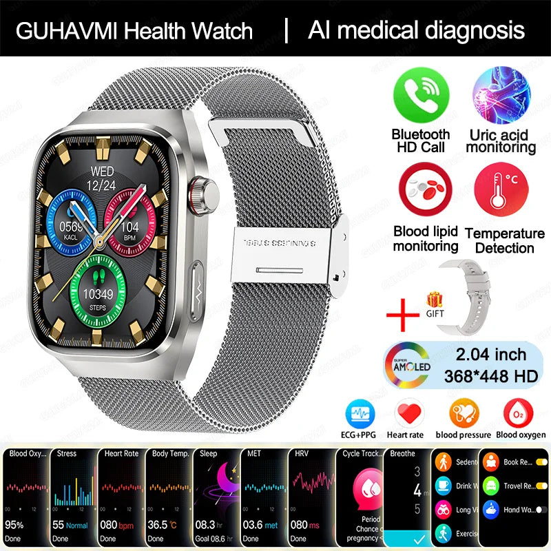 ECG Smart Watch BT Call Heart Rate Blood lipids Uric acid Health Monitor