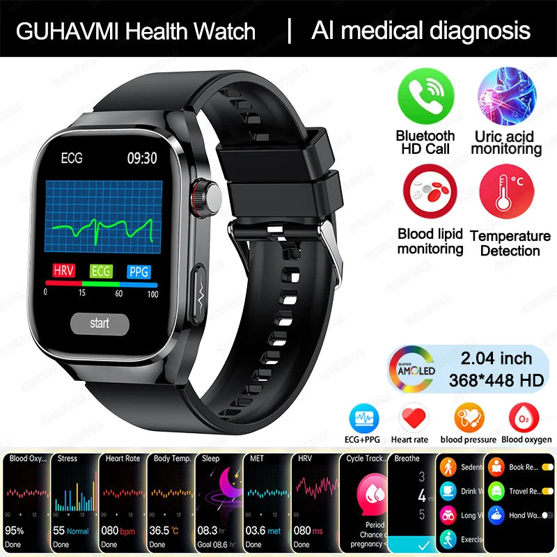 ECG Smart Watch BT Call Heart Rate Blood lipids Uric acid Health Monitor